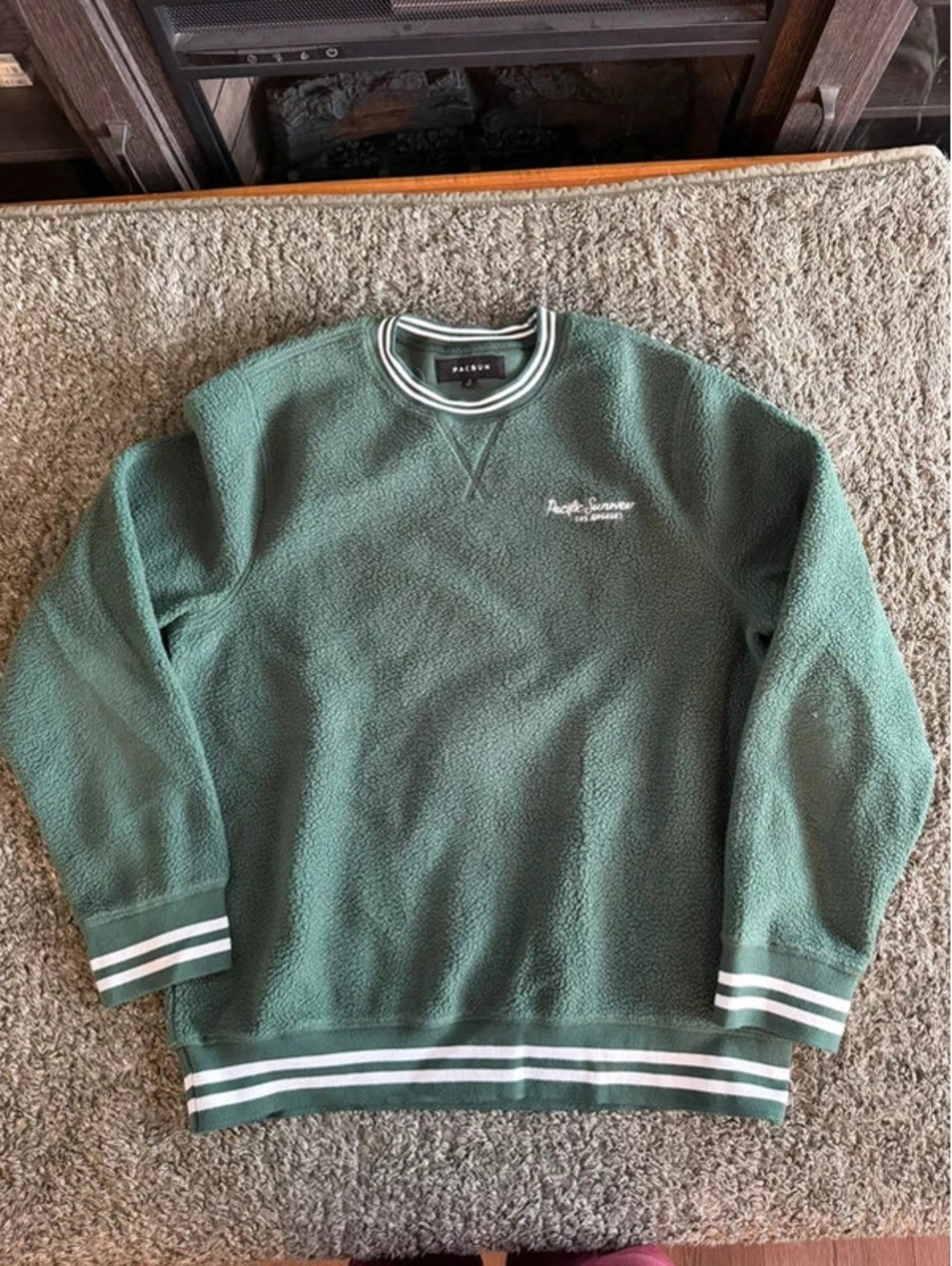 Pacsun Green Sherpa Fleece Sweatshirt Small
